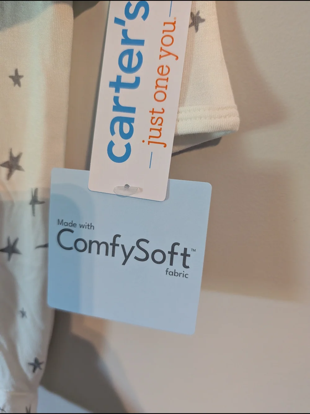Carter's White Footed One-Piece with Gray Moon & Star Print